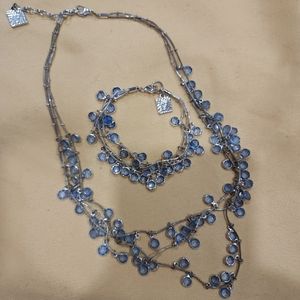 Anne Klein Silvertone Necklace with blue stones